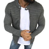 Men's Collar Jackets Black Lightweight Sweatshirts Full Zip Up Neck Long Sleeve Tops with Pocket Winter Outwear Jacket MartLion   