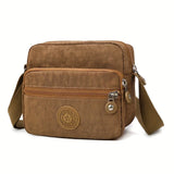 Simple Portable Square Shoulder Bag Zipper All-Match Crossbody  Solid Color Canvas Travel MartLion Dark Khaki  