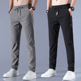 Men's Trousers Color Loose Straight-Leg Casual Pants Thin Sports With Pockets MartLion   