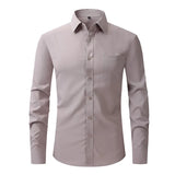 Men's White Blue Yellow Red  Shirts  Fit Long Sleeve Shirt Men Formal Wedding Elastic Shirt Male MartLion W7-7 M 