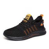 Men's Sneakers Mesh Casual Shoes Lac-up Breathable Lightweight Walking Sneakers Summer Tenis Shoes MartLion Black Orange 39(25.0cm) 