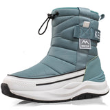 Men's Winter Boots Warm Plush Snow Boots Side Zipper Design Men's Waterproof Couple Cotton Non-slip MartLion Blue Green 36 