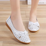 summer Women Cutouts Genuine Leather Mom Shoes Flats Nurse Casual slip-on ballet flat loafers MartLion   