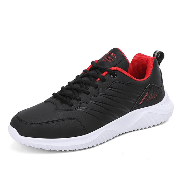 Sneakers Breathable Casual Noslip Men's Vulcanize Shoes Lace Up Wear-resistant Tenis Running MartLion Black Red 39 