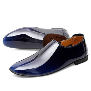 Misalwa Patent Leather Men's Formal Glossy Flats Summer Dress Shoes Luxury Loafers Petite MartLion   
