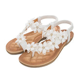 Sandals Women's Flower Accessories Round Toe Clip-in Flat Shoes Play Travel Beach MartLion   