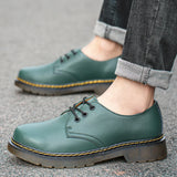 Men Leather Shoes Women Work Shoes Leather Retro Male Female Outdoor Casual  Shoes MartLion green 35 