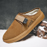 Fujeak Lightweight Casual Cotton Shoes Warm Home Walking Non slip Vulcanized Large Classic Slippers plush Men's MartLion   