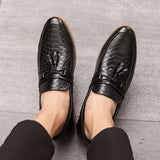 Tassels Men's Loafers Microfiber Leather Dress Shoes Formal Footwear Mart Lion   