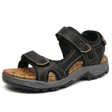 Summer Leisure Men's Shoes Beach Sandals Genuine Leather Soft Mart Lion black 3361 7 