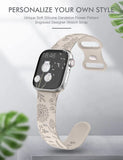 2 Packs Floral Engraved Band for Apple Watch 41/40/38 Dandelion Flower Pattern Silicone Strap for iWatch 8/7/6/5/4/3/SE MartLion   