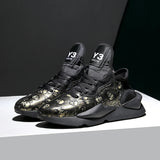 Casual Men's Shoes Metallic Skull Embossing Real Leather Sneakers Step-in Tennis Lover MartLion gold 38 CHINA