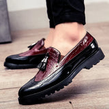 British Style Red Tassel Men's Dress Shoes Slip-on Wedding Party Loafers Zapato De Vestir Hombre MartLion   