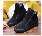 Winter Snow Boots Women Winter Shoes Zip Warm Plush Cold Winter Flat Cotton Ladies Ankle Black MartLion   