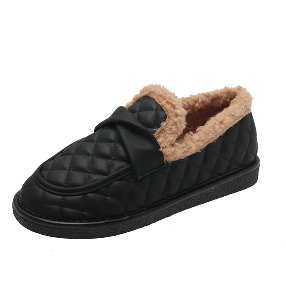 Casual Women's Flat Shoes Trendy Walking Non-slip Warm Cotton Lightweight Female Boots MartLion black 35 