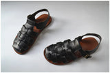 Old nostalgic Braided cowhide handmade gladiator men's sandals summer leather rome outdoorr shoes black brown MartLion   