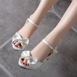 Summer Peep Toe Cute Sweet Bowtie Lace High Heels Sandals Women Lolita Platform Wedding Party Block Heel Shoes MartLion   