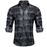 Luxury Men's Long Sleeve Shirts Red Green Blue Paisley Wedding Prom Party Casual Social Shirts Blouse Slim Fit Men's Clothing MartLion   