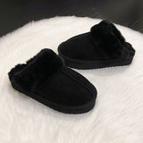 Plush Cotton Slippers Women Flats Shoes Platform Casual Home Suede Fur Warm Slingback Flip Flops Mart Lion   