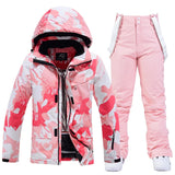 Letter Women Ski Suit Winter Windproof Waterproof Snowboard Jacket Pants Snow Walking Clothes Female Snowsuit MartLion