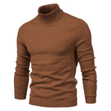 Winter Turtleneck Thick Men's Sweaters Casual Turtle Neck Solid Color Warm Slim Turtleneck Sweaters Pullover Mart Lion HIGH001-Coffee Size S 50-55kg 