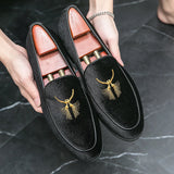 men's leather shoes driving suede luxury pointed banquet trendy men's flat shoes MartLion shunx295-heise 38 