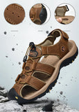 Summer Men's Sandals Genuine Leather Casual Shoes Outdoor Leather Beach Shoes Roman MartLion   