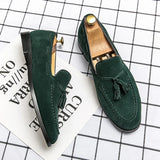 Summer Men's Suede Tassel Leisure Shoes Italy Style Soft Moccasins Loafers Flats Driving MartLion green 38 
