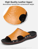 Summer Men's Sandals Genuine Leather Slippers Roman Flats Slippers Roman Style Beach Outdoor Flip Flops Mart Lion   