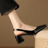 Elegant  Sandals Women Summer Shoes Pink Black Nude Medium Heels Pumps Close Toe Office Party Shoe Female MartLion   