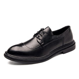 Men's Dress Shoes Classic Formal Split Leather Elegant Sapato Social masculino Mart Lion Black 6 
