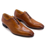 Style Brown Black Genuine Leather Oxford Dress Shoes Lace Up Suit Footwear Wedding Formal Men‘s MartLion brown US 6 