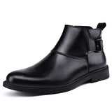 Chelsea Genuine Leather Men's Ankle Shoes Dress Boots Elegant Mans Winter Warm White MartLion black 37 