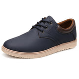 Men's Leather Casual Shoes Flat Trendy Sneaker Oxfords Zapatillas Mart Lion Blue 39 