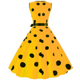 Polka Dot Summer Ladies Dress Vintage Retro With Sleeveless V-Neck  Robe Casual MartLion   