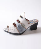 Women's Casual Solid Color Leather Sandals with Open Heels Slippers MartLion WHITE 36 