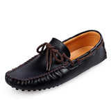Autumn British Style Loafers Shoes Men's Low Cut Lacing Casual Genuine Leather MartLion black 7 
