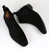 Men's frosted suede Chelsea Boots square toe autumn shoes with stylish MartLion   