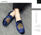 Embroidery Dress Shoes Men's Pointed Toe Suede Leather Casual Loafers Slip-on Wedding MartLion   