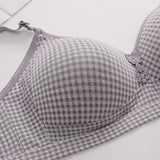 Bras Plaid Thin Cup Push Up  Bralette Tops Female Middle Aged Padded MartLion   