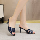 Summer Ladies Slippers Luxury High Heels Designer Elegant Women's Shoes Leather Stiletto Women's MartLion   