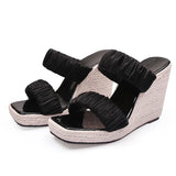 Summer Shoes Women High Heels Sandals Ladies Party Platform Wedges Wedge Heel 10cm Black MartLion Black 8.5 