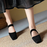 Summer Women Shoes Sheepskin Shoes for Simple Bow Slippers Low Heels Square Toe Mules Handmade MartLion   