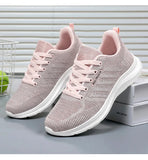 Spring and Autumn Women's Casual Sports Shoes Knitted Upper Breathable Shoes Pink Black MartLion   