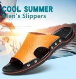 Summer Men's Sandals Genuine Leather Slippers Roman Flats Slippers Roman Style Beach Outdoor Flip Flops Mart Lion   