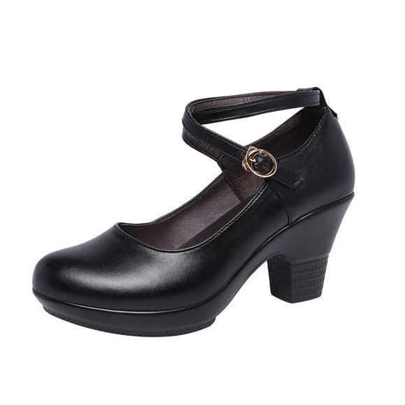  Women Pumps With High Heels For Ladies Work Shoes Dancing Platform Pumps Genuine Leather Mary Janes MartLion - Mart Lion