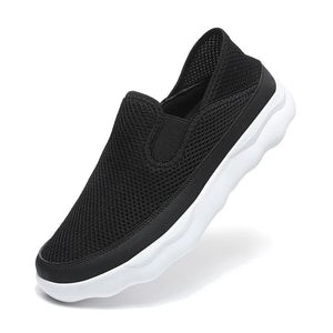 Summer Sneakers Men's Shoes Breathable Mesh Lightweight Casual Slip-On Driving Loafers MartLion Black White 43(26.7CM) 