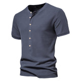 Outdoor Casual T-Shirt Men's Pure Cotton Breathable Knitted Short Sleeve Button-Down Mart Lion   