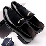 Men's Shoes for Party Black Patent Elegant Slip on Loafers Point Toe Velvet MartLion black 38 
