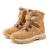 Winter Children Snow Warm Boots Shoes Boys Sneaker Rubber Hiking Children Waterproof Leather Boots Kids MartLion 3777 Brown 32 